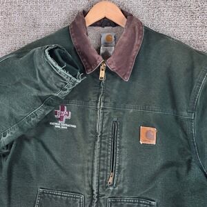 Carhartt C61 SPC Spruce Green Mens Sherpa Lined Work Jacket Canvas Chore